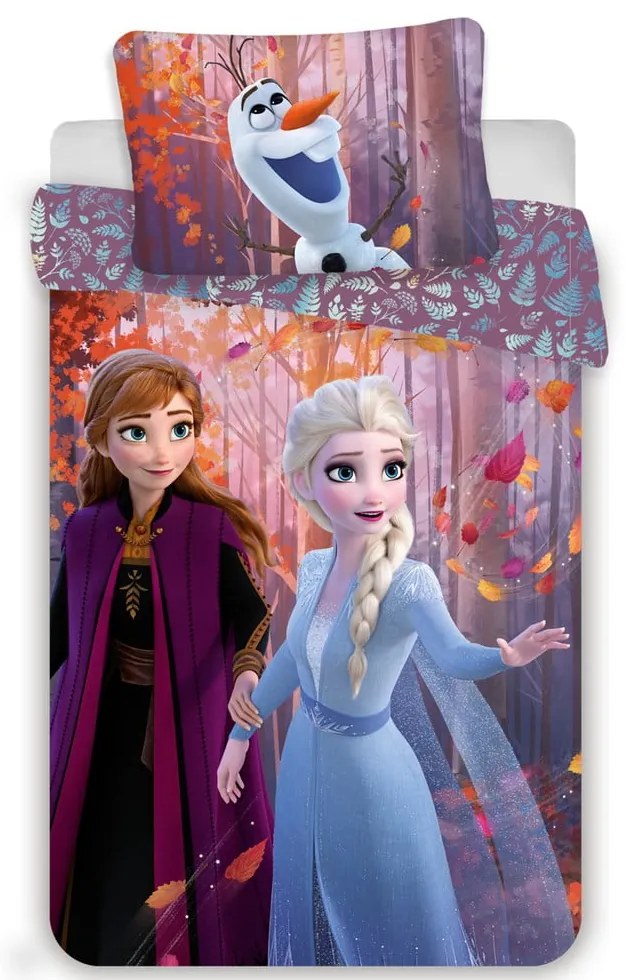 Lenjerie de pat pentru copii din bumbac pentru pat de o persoană 140x200 cm Frozen "Sister Purple" – Jerry Fabrics
