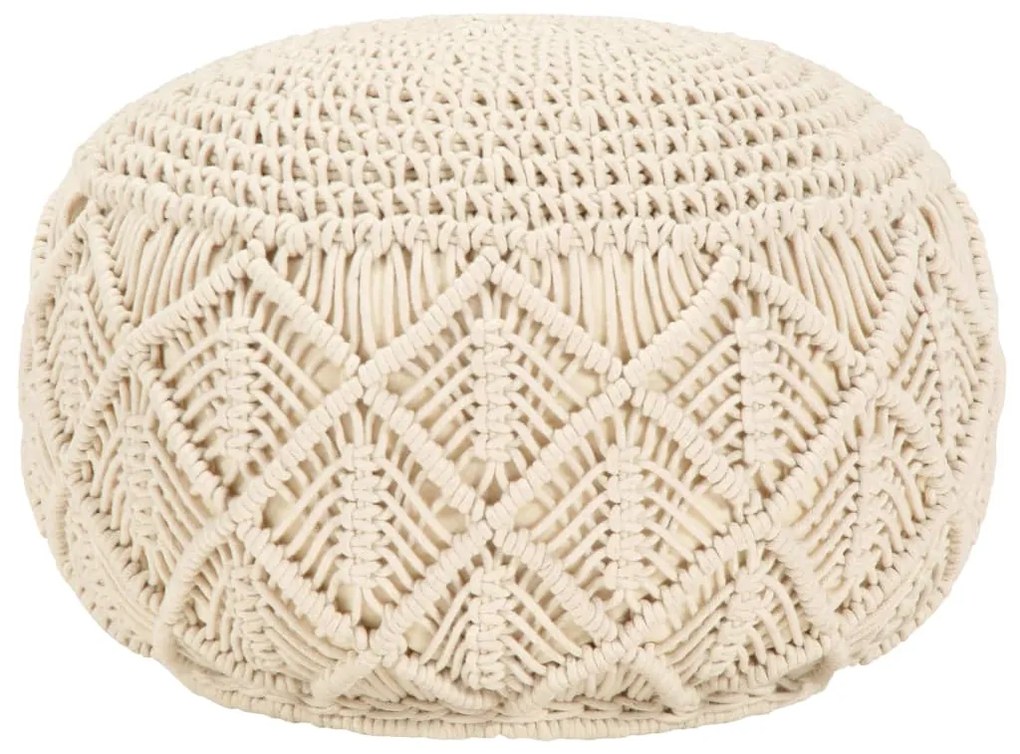 vidaXL Taburet puf macrame lucrat manual, 45 x 30 cm, bumbac