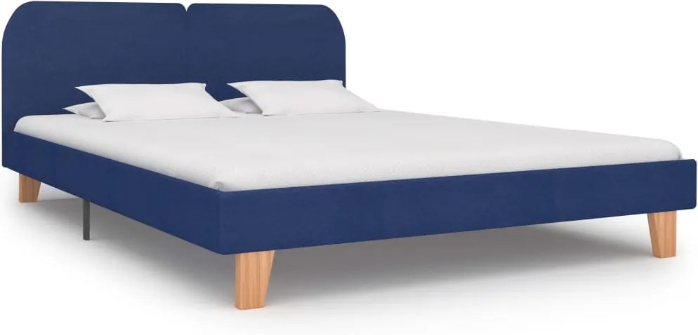 Cadru de pat, albastru, 160 x 200 cm, material textil