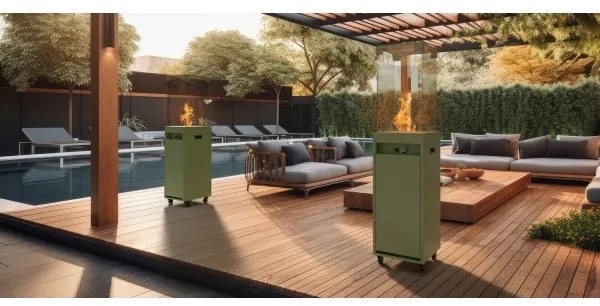 Șemineu de exterior pe gaz Planika Faro GAS 142x36 cm 8kW verde + capac de protecție