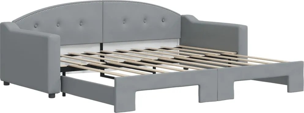 vidaXL Pat de zi cu extensie, gri deschis, 90x190 cm, textil