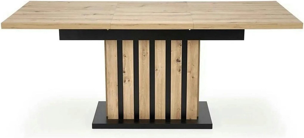 Masa extensibila LAMELLO, stejar/negru, PAL laminat, 130/180x80x76 cm