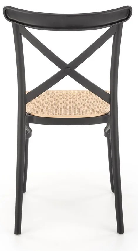 Scaun de bucaterie Nikola, ratan / negru