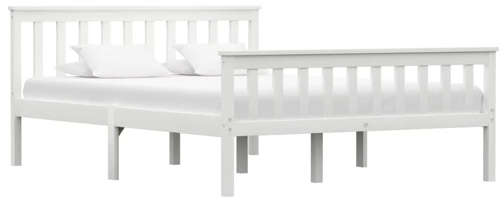 283217 vidaXL Cadru de pat, alb, 140 x 200 cm, lemn de pin masiv