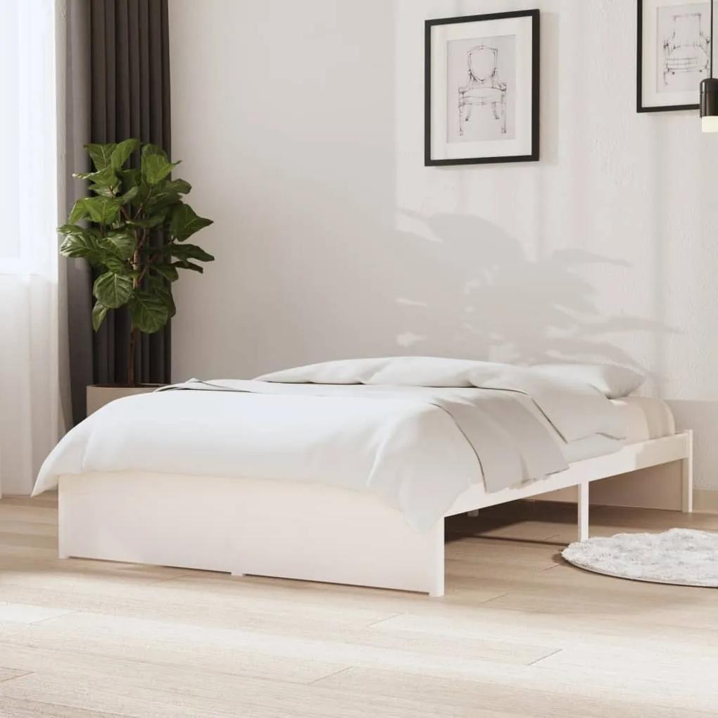 814945 vidaXL Cadru de pat, alb, 120x200 cm, lemn masiv