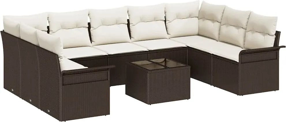 vidaXL Set de canapele pentru grădină 10 pcs Gri poliratan