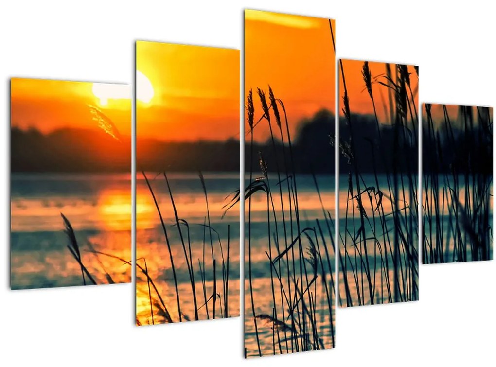 Tablou - Apus de soare la lac (150x105 cm)