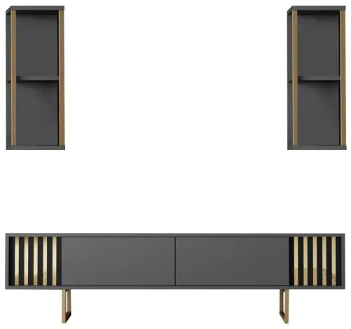 Set de mobilier pentru living Gold, Antracit- Auriu
