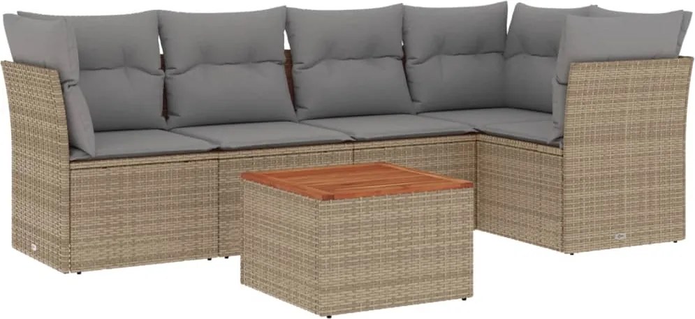 vidaXL Set canapele de grădină, 6 piese, cu perne, bej, poliratan