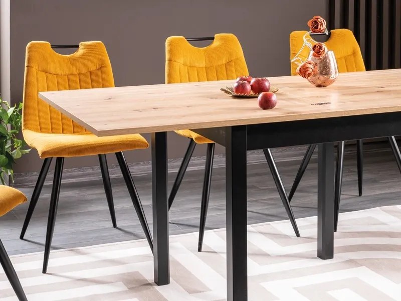 Masa extensibila Flip stejar artizan/negru – L80-160xl80xh76 cm