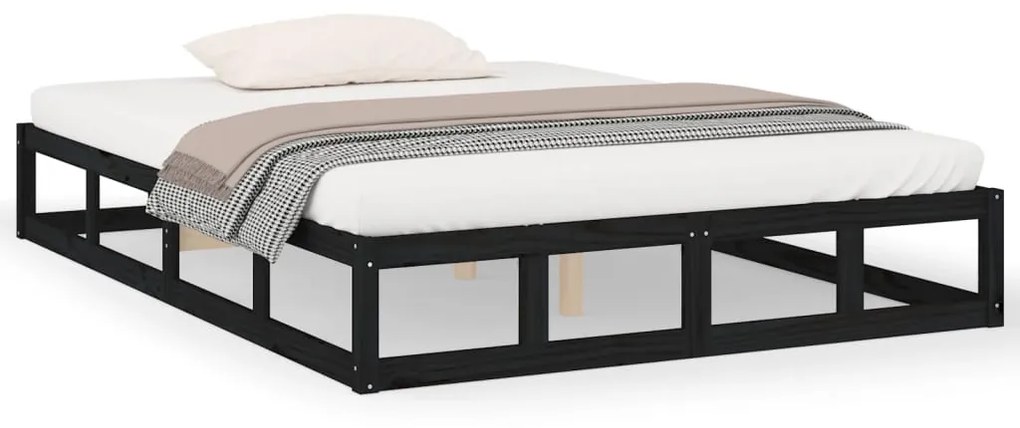 820820 vidaXL Cadru de pat, negru, 200x200 cm, lemn masiv