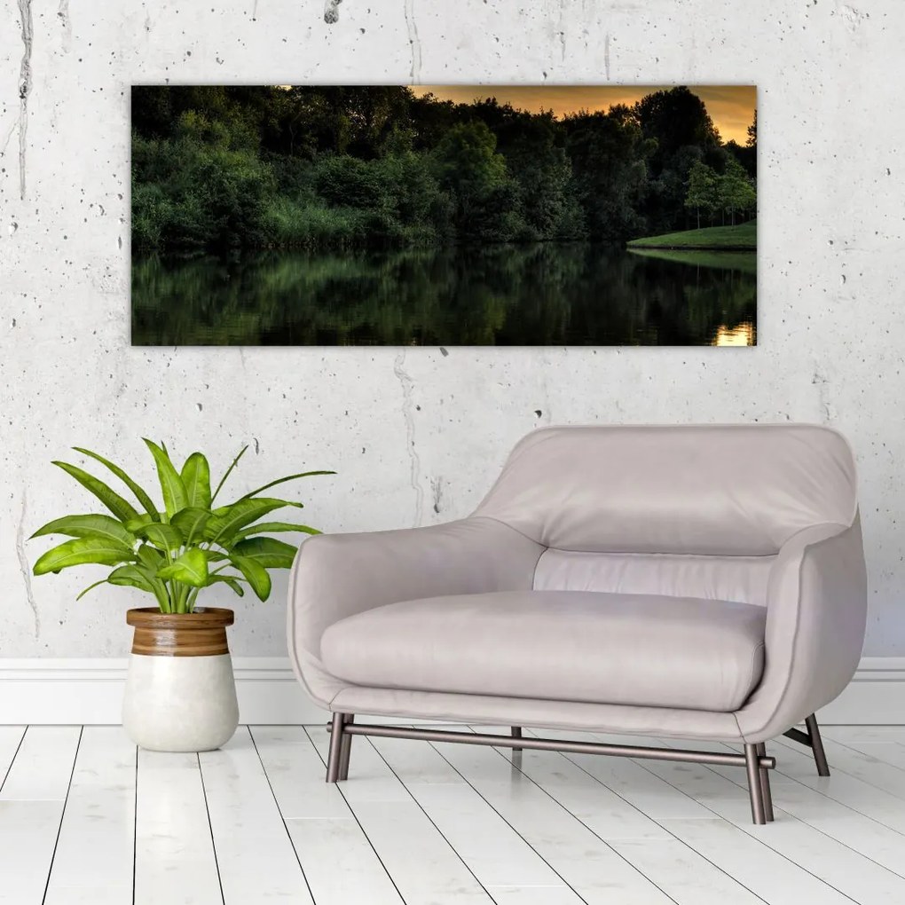 Tablou cu lac în pădure (120x50 cm)
