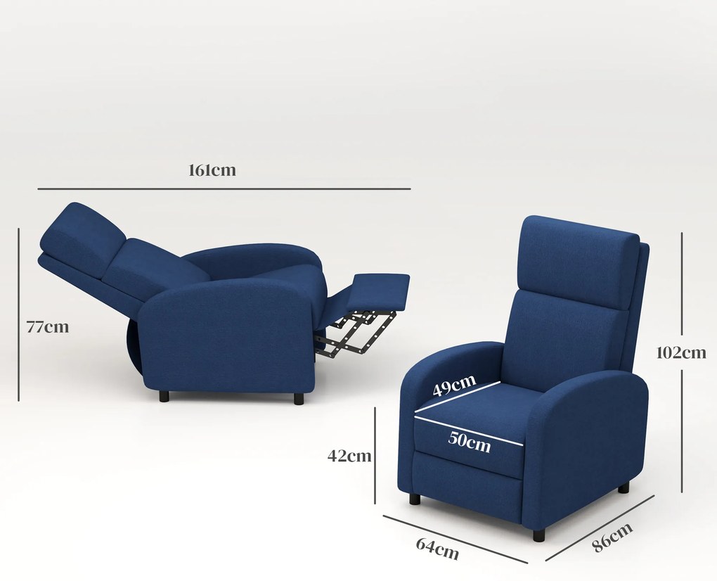 HOMCOM Fotoliu relax fotoliu inclinabil sufragerie fotoliu de relaxare - spătar reglabil până la 160° suport pentru picioare integrat | Aosom Romania
