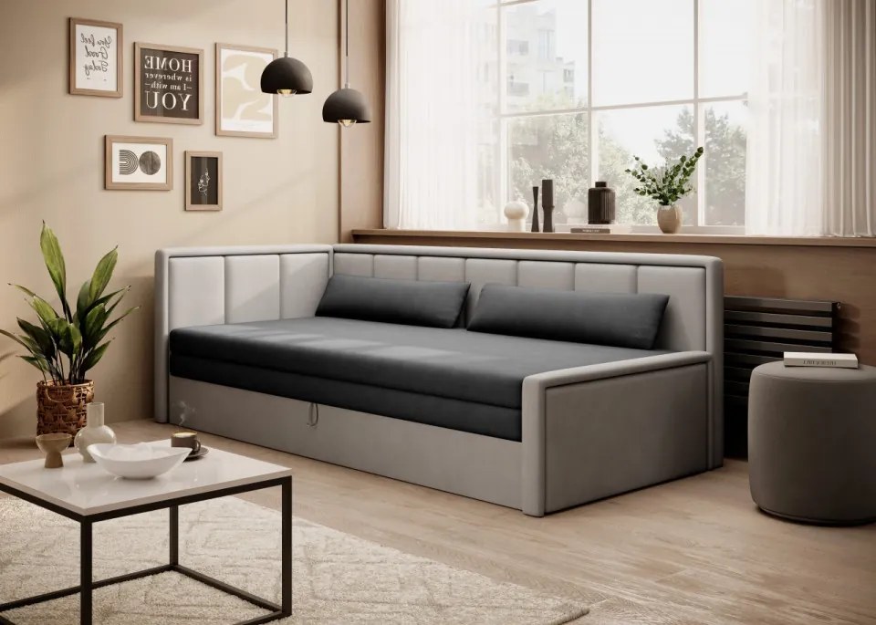 Canapea tapitata, extensibila, cu spatiu pentru depozitare, 214x77x82 cm, Fulgeo L01, Eltap (Culoare: Roz / Violet)