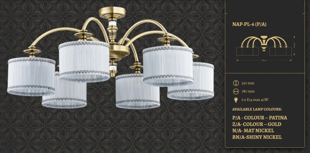 Lustra aplicata cu 6 brate eleganta design clasic NAPOLI