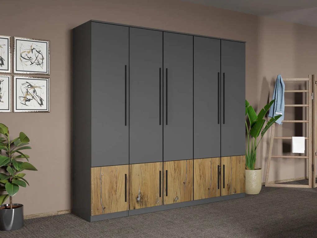 Set mobila dormitor 4 piese Gri/Stejar Poema C10