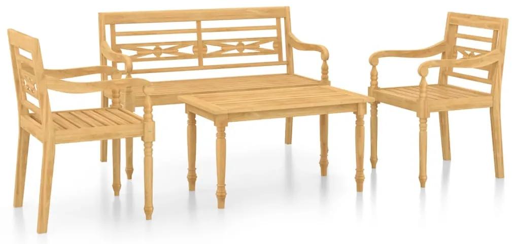 3087051 vidaXL Set mobilier grădină, 4 piese, lemn masiv de tec