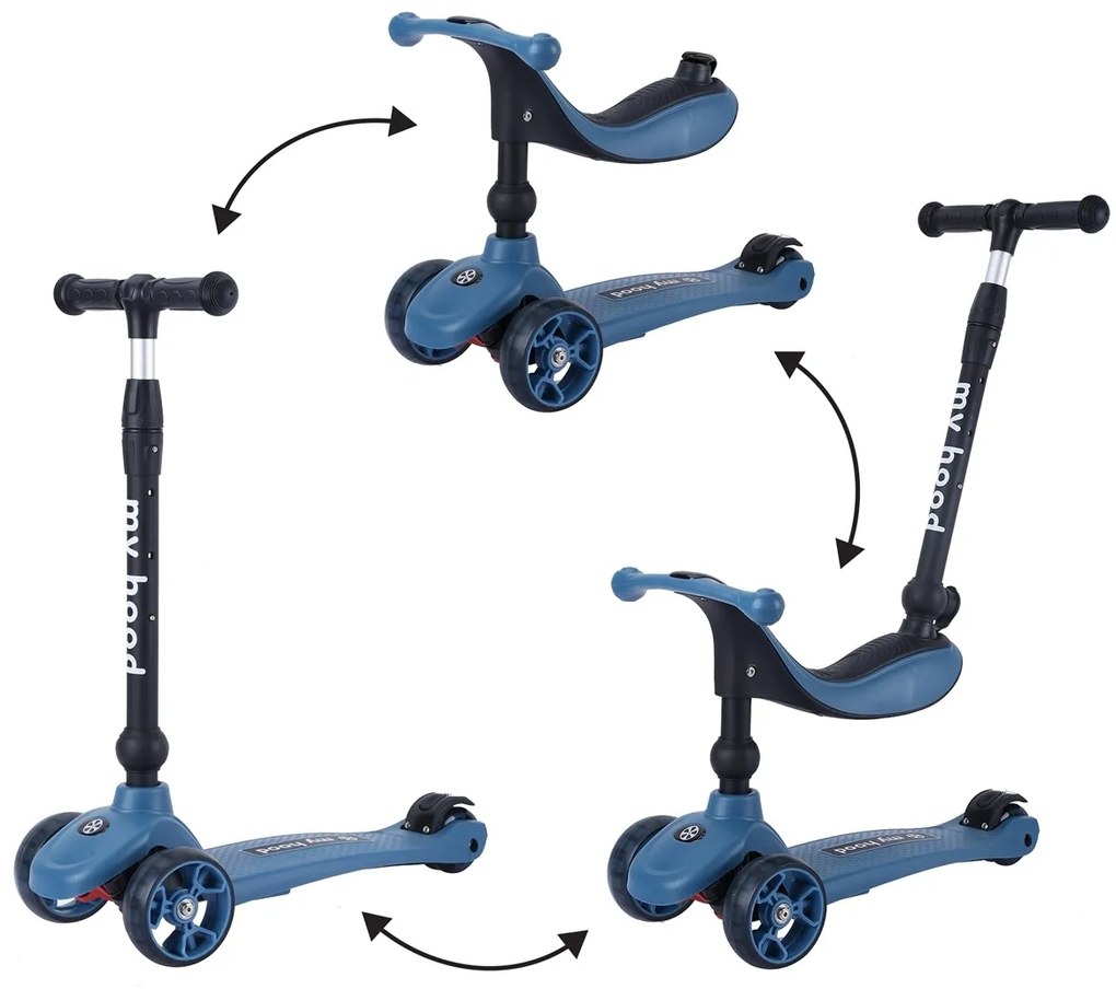 Bicicleta multifuncțională pentru copii My Hood505142 Kick 'n' Ride, albastru