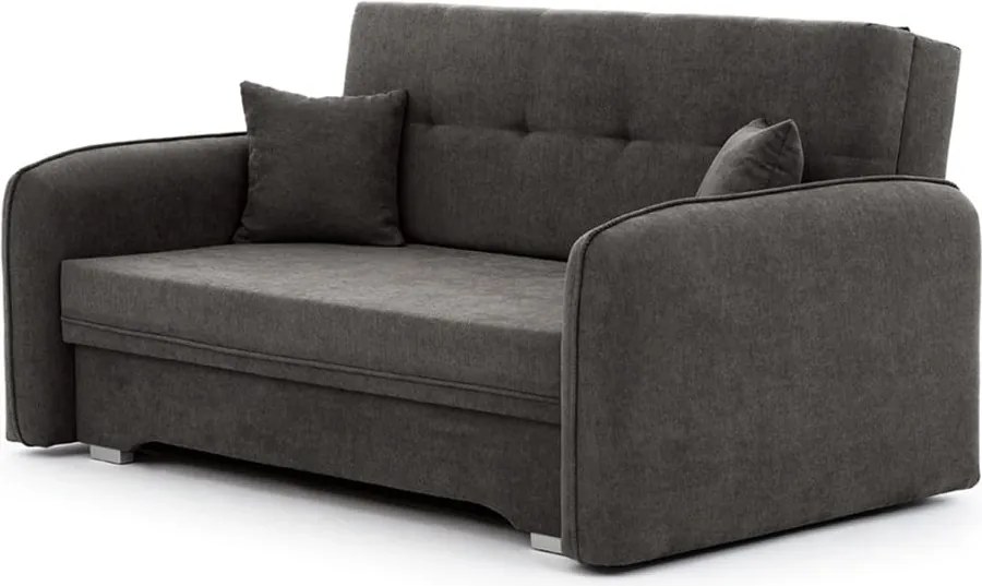 Canapea gri închis extensibilă/cu spațiu de depozitare cu tapițerie din chenille 155 cm Laine – ELTAP