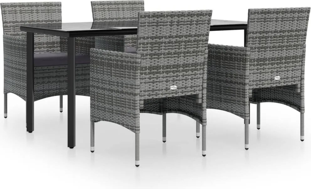 vidaXL Set de servit masa pentru grădină, 5 piese, gri și negru