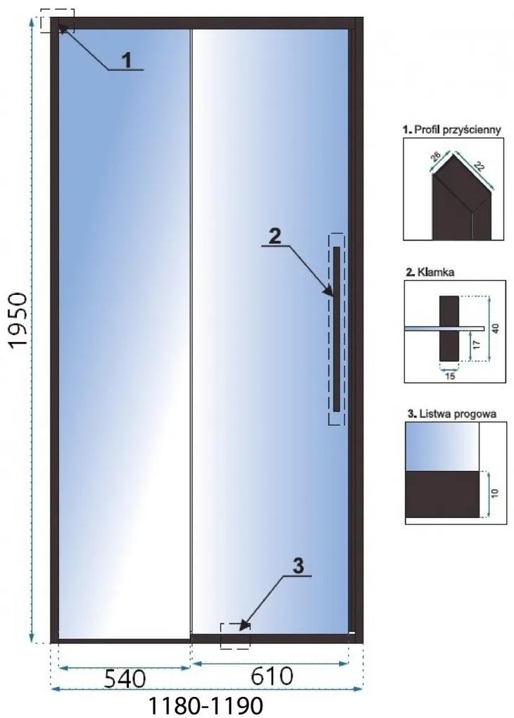 Ușă pentru dus Solar sticla securizata - 120x195 cm