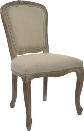 Scaun de dining shabby chic din lemn de cauciuc și in, „Valbonne”