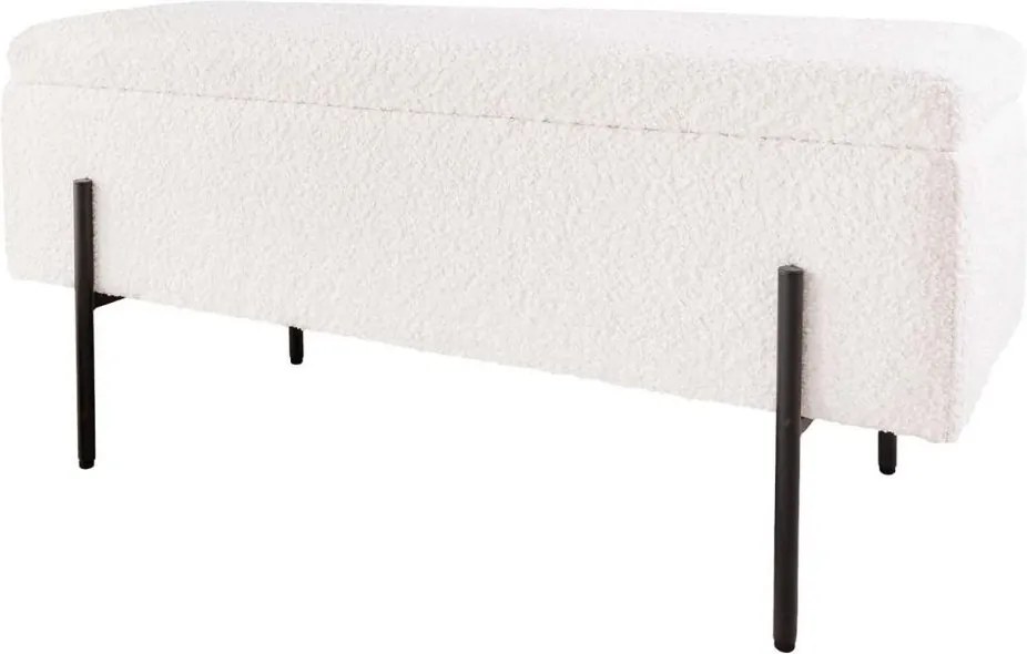 Bancheta tapitata cu spatiu de depozitare LOFT 100cm boucle white