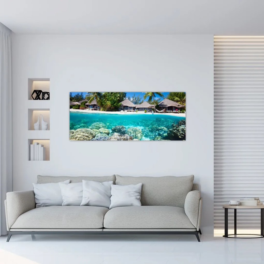 Tablou cu plaja pe insulă tropicală (120x50 cm)