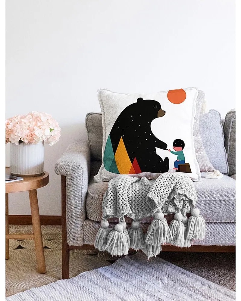 Față de pernă din amestec de bumbac Minimalist Cushion Covers Bear, 55 x 55 cm