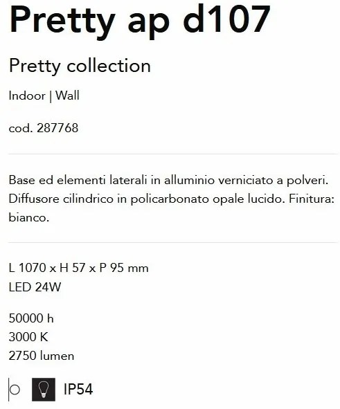 Aplica LED pentru baie IP54 Pretty ap d0107 alba