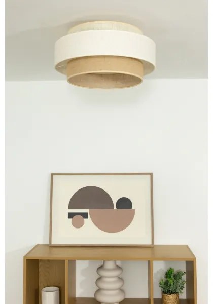 Plafonieră BOHO, 1 x E27, 60 W, 230 V, Ø 40 cm, alb/jută