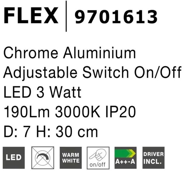 Aplica LED de perete directionabila design modern Flex crom NVL-9701613