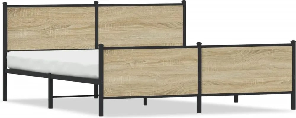 vidaXL Cadru de pat metalic fără saltea, stejar sonoma, 193x203 cm