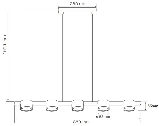 Lustră LED pe cablu MIRELLA 5xGX53/6W/230V negru