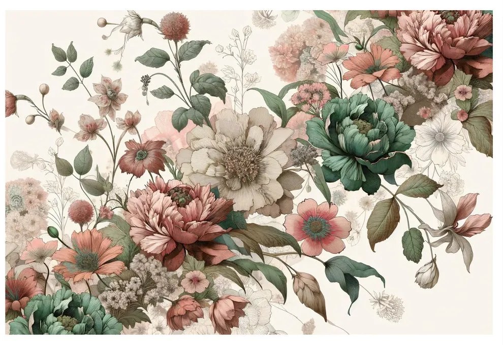 Tablou flori delicate în tonuri pastelate