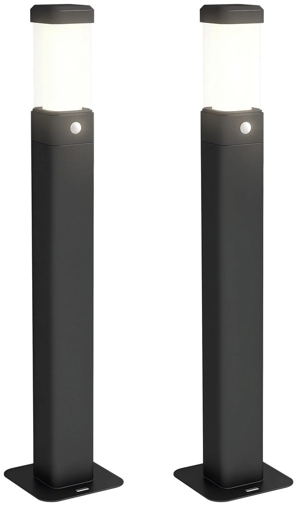 Outsunny Set de 2 lampi de exterior, stalpi luminoase LED, Etanche IP65, Lumina pentru alei si drumuri, negru | Aosom Romania