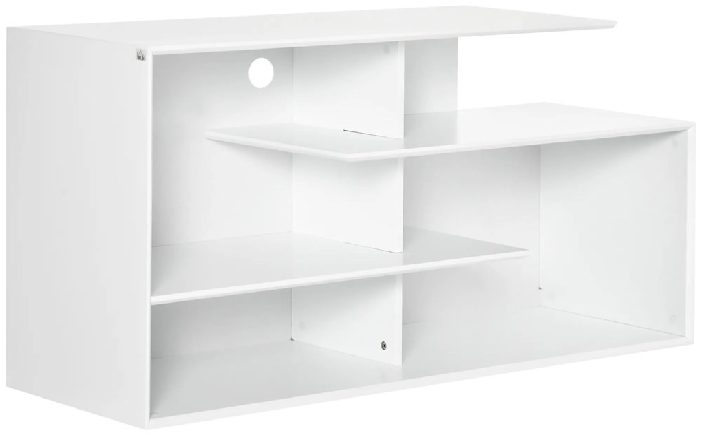 Comoda HOMCOM pentru TV de 32"-55" cu rafturi deschise din MDF pentru living si dormitor, 120x40x60cm, Alb | Aosom RO