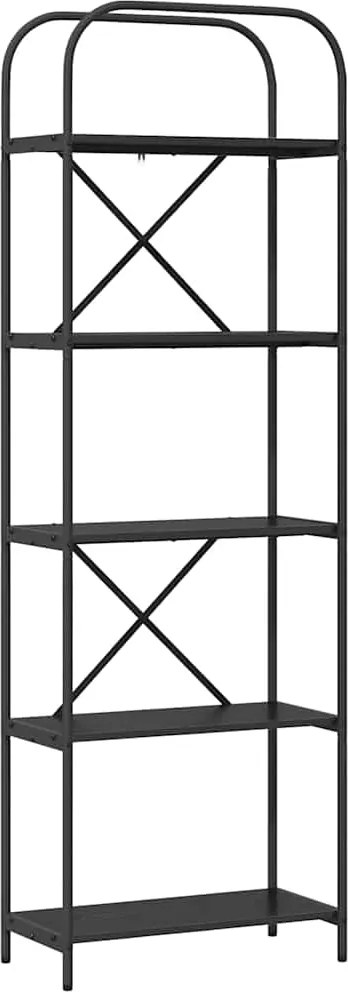 vidaXL Raft pentru cărți Stejar Negru 60 x 30 x 183 cm Lemn compozit