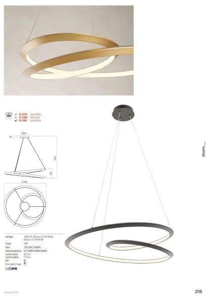 Redo 01-3377 - Lustră LED dimabilă pe cablu STORM LED/60W/230V, aurie