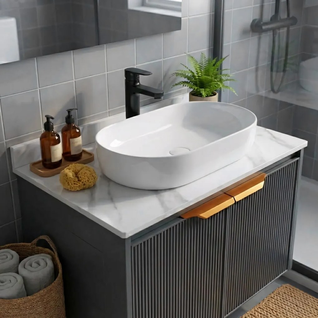 Set de mobilier de baie cu blat Marti 60cm Grey