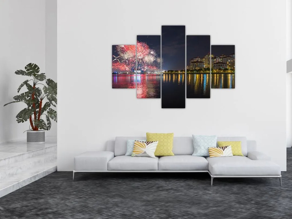 Tablou cu artificii in Singapur (150x105 cm)