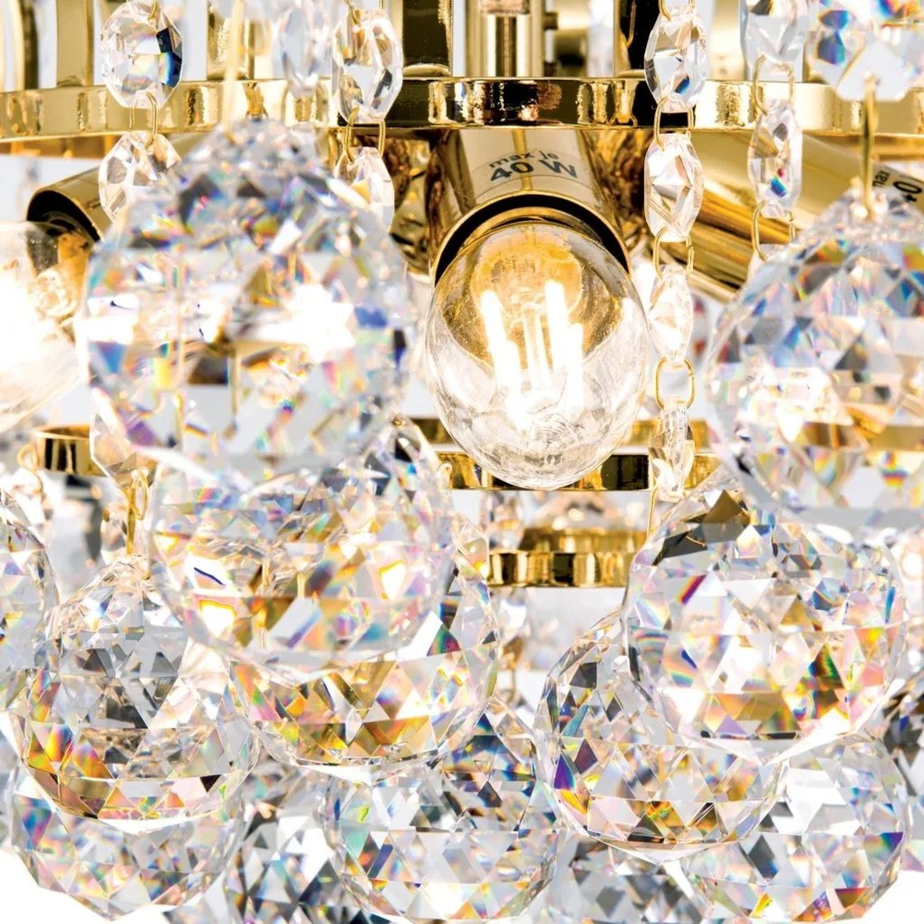 Candelabru cristal Asfour design lux KRISTALL KLASSISCH 6L gold/clear