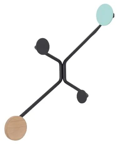 Cuier de perete pe colț Gazzda Hook, detaliu verde mentolat, negru