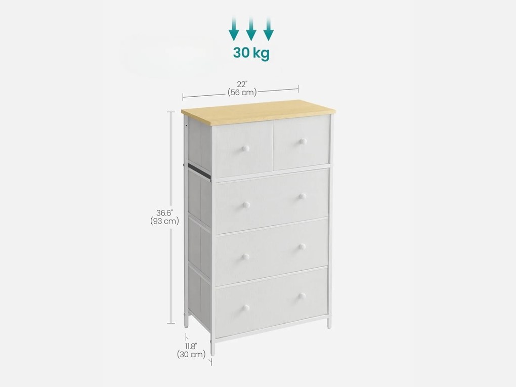 Comoda cu sertare HALLY 53x93 cm, stejar/alb