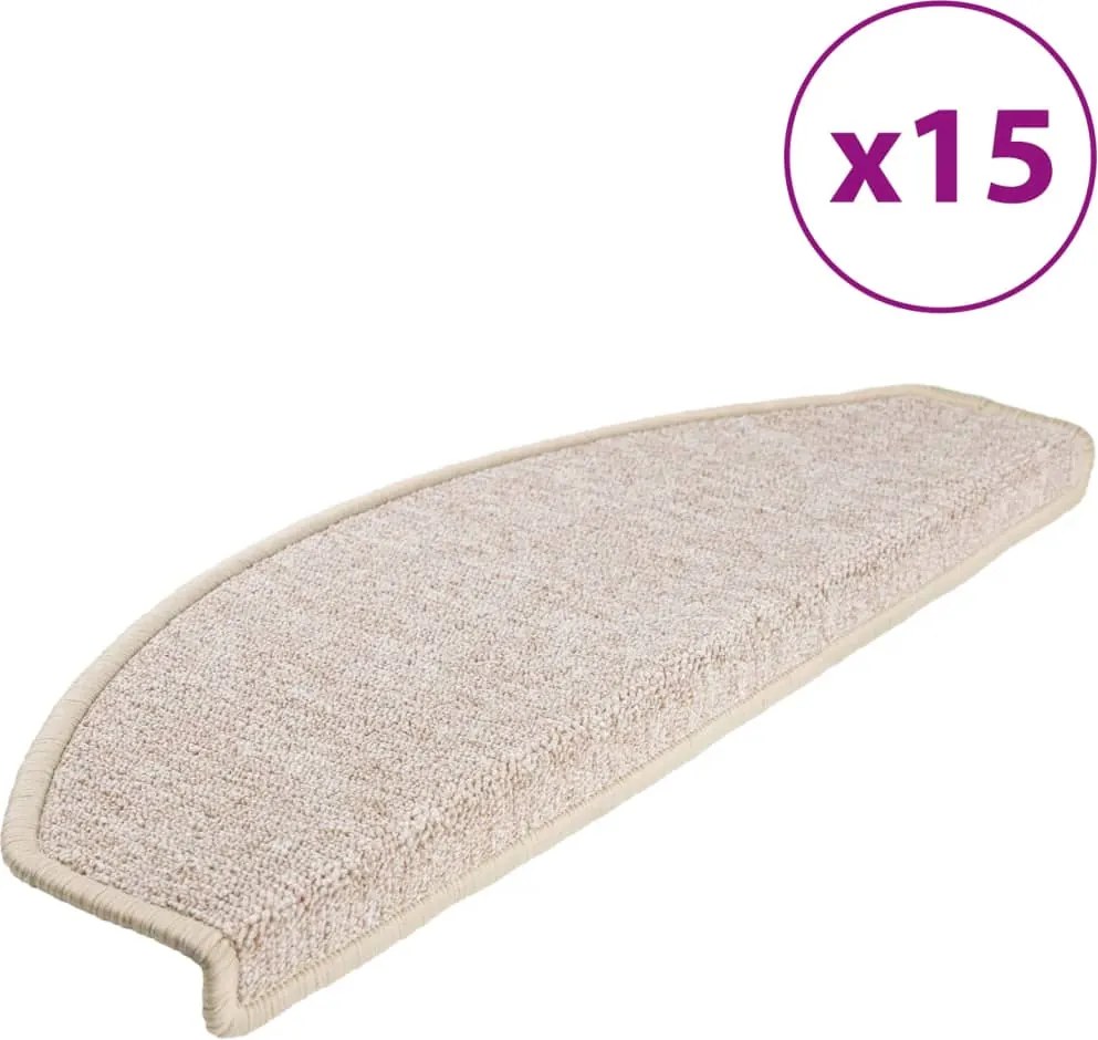 vidaXL Covorașe pentru scări, 15 buc., 65x24x4 cm, semirotunde, maro taupe, mari