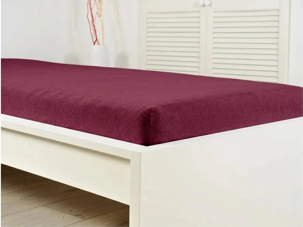 Cearsaf frote pentru patut copii PREMIUM 60x120 cm visiniu