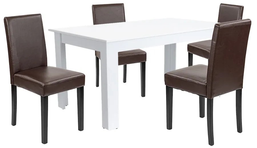 Set de masă Leon 4+1 alb-maro