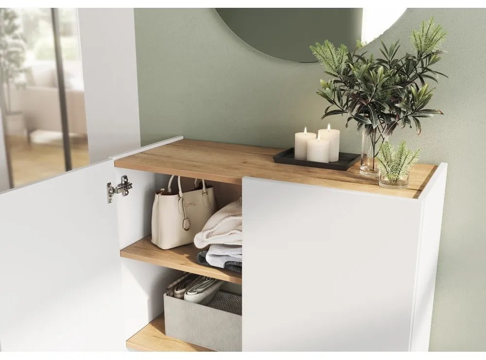 Set pentru hol alb cu aspect de lemn de stejar 74x200x33 cm Alviano – Germania