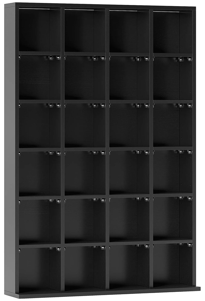 HOMCOM Mobilier de depozitare multimedia 480 CD/312 DVD - bibliotecă din lemn cu rafturi reglabile, 89 x 130,5 cm, negru | Aosom Romania