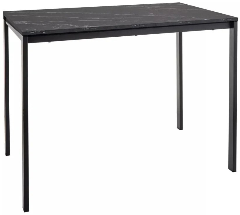 Set de dining 1 + 4, masa neagra RAMOD 100x60 cm + scaun albastru LAVA cu picioare negre